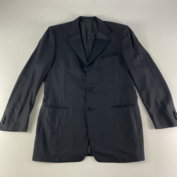 Canali Proposta Sport Coat Suit Jacket 42 L Black Wool Blazer 3 Button Italy